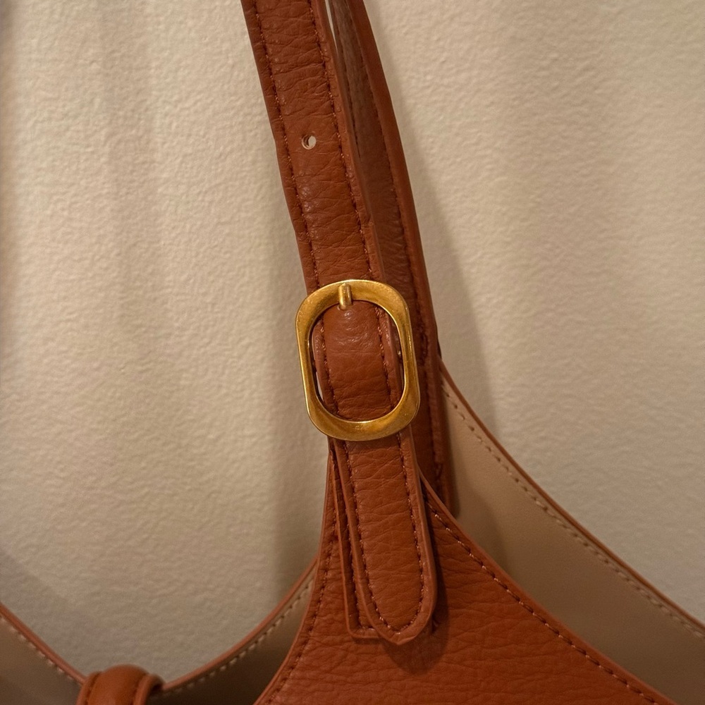 Miztique Cognac Isabelle 2 In 1 Scoop Neck Tote Vegan Leather Removable Pouch - Picture 10 of 16